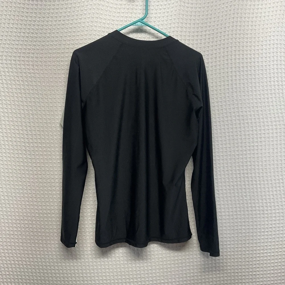 ATTRACO Black and White Color-Block Long Sleeve Swim Shirt UPF50+ Rash guard XL